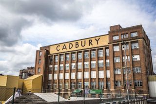Exterior shot of the factory with the Cadbury sign
