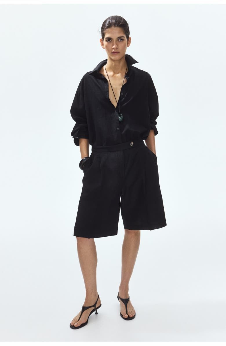 Linen-Blend Bermuda Shorts
