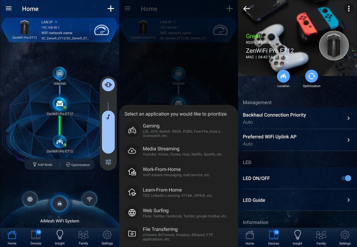 ASUS ZenWifi Pro ET12 app screenshots