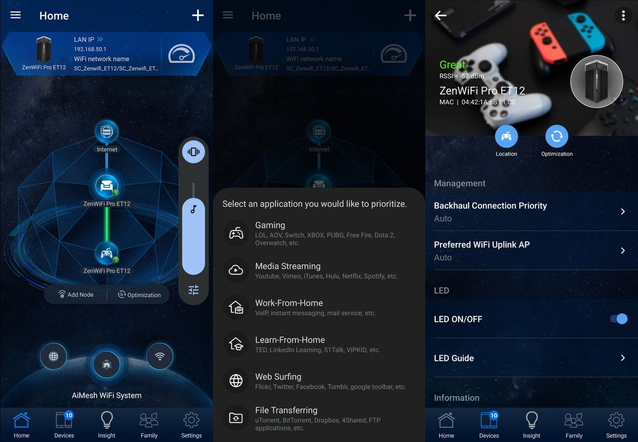 ASUS ZenWifi Pro ET12 app screenshots