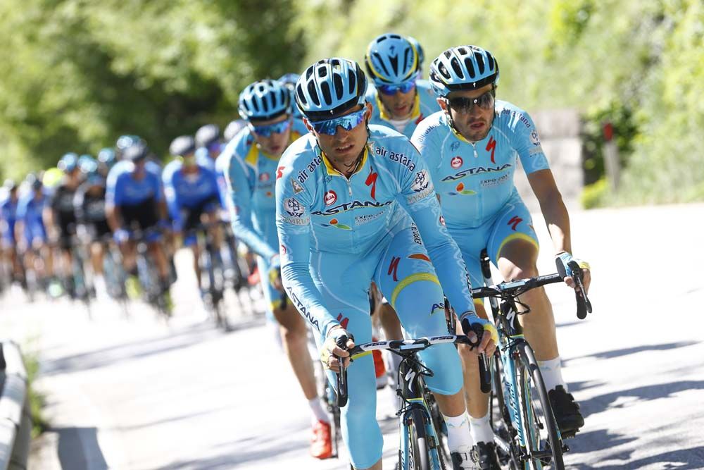 The Astana team did a lot of the chasing during the 220km stage