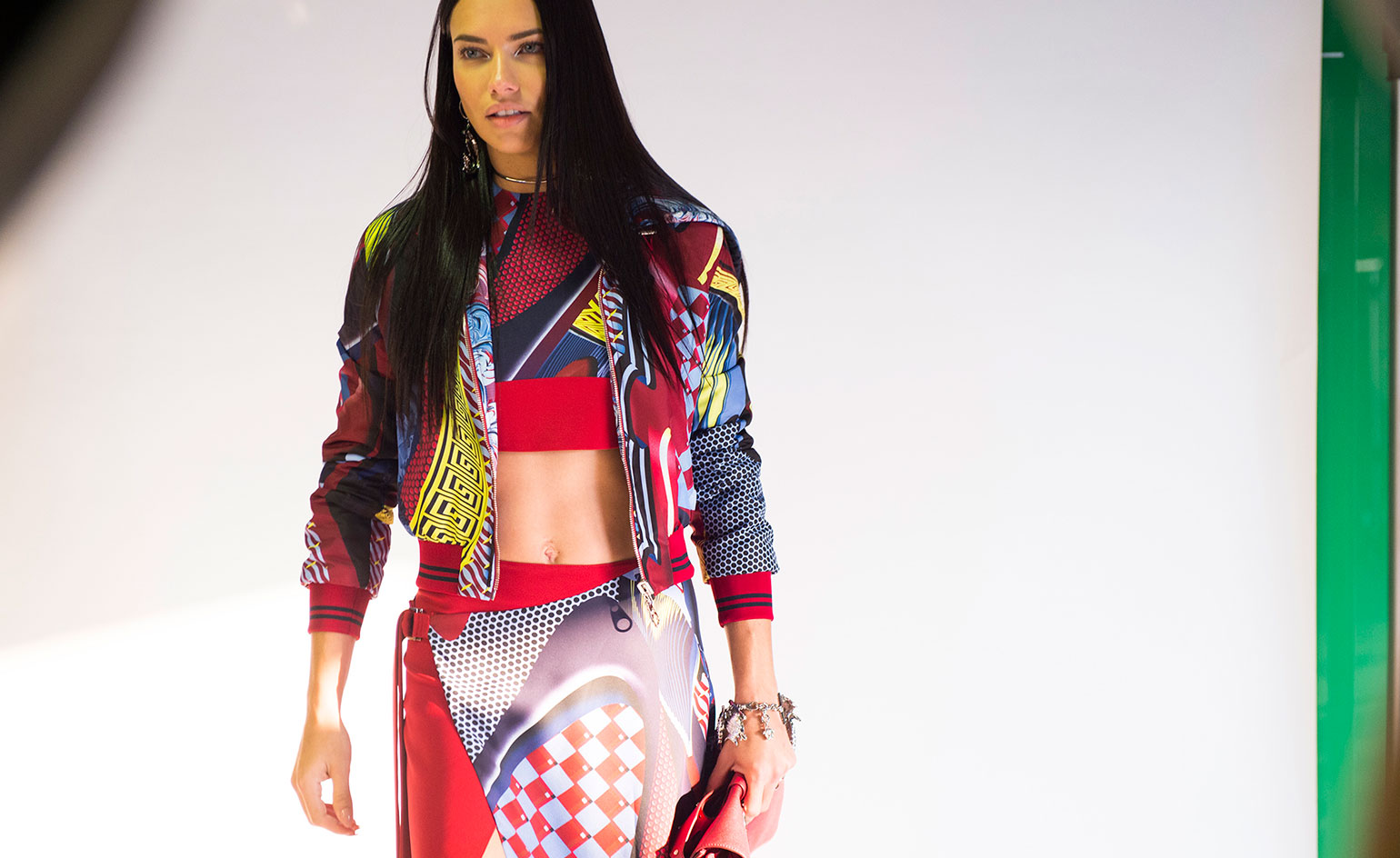 Multicolor stylish dress worn by model
