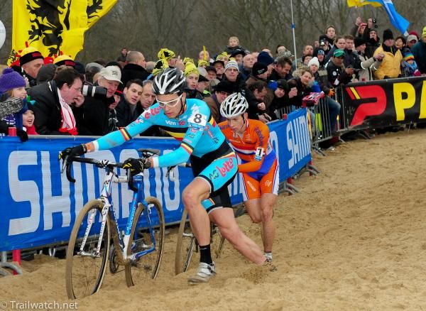Wietse Bosmans (Belgium) trying to fend off the eventual winner