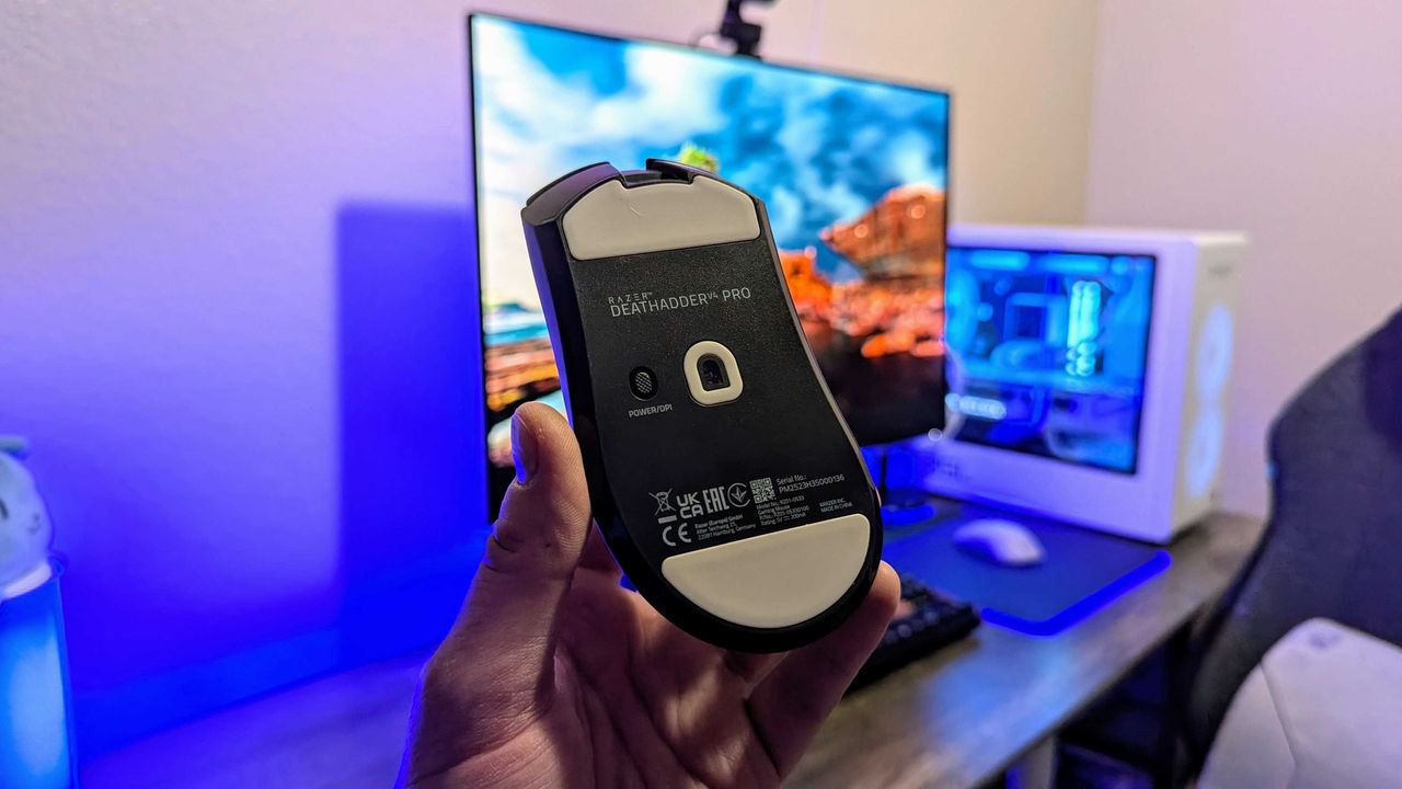 Image of the Razer DeathAdder V4 Pro wireless gaming mouse.