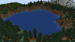 Minecraft seeds - a picturesque mountain lake ringed by trees