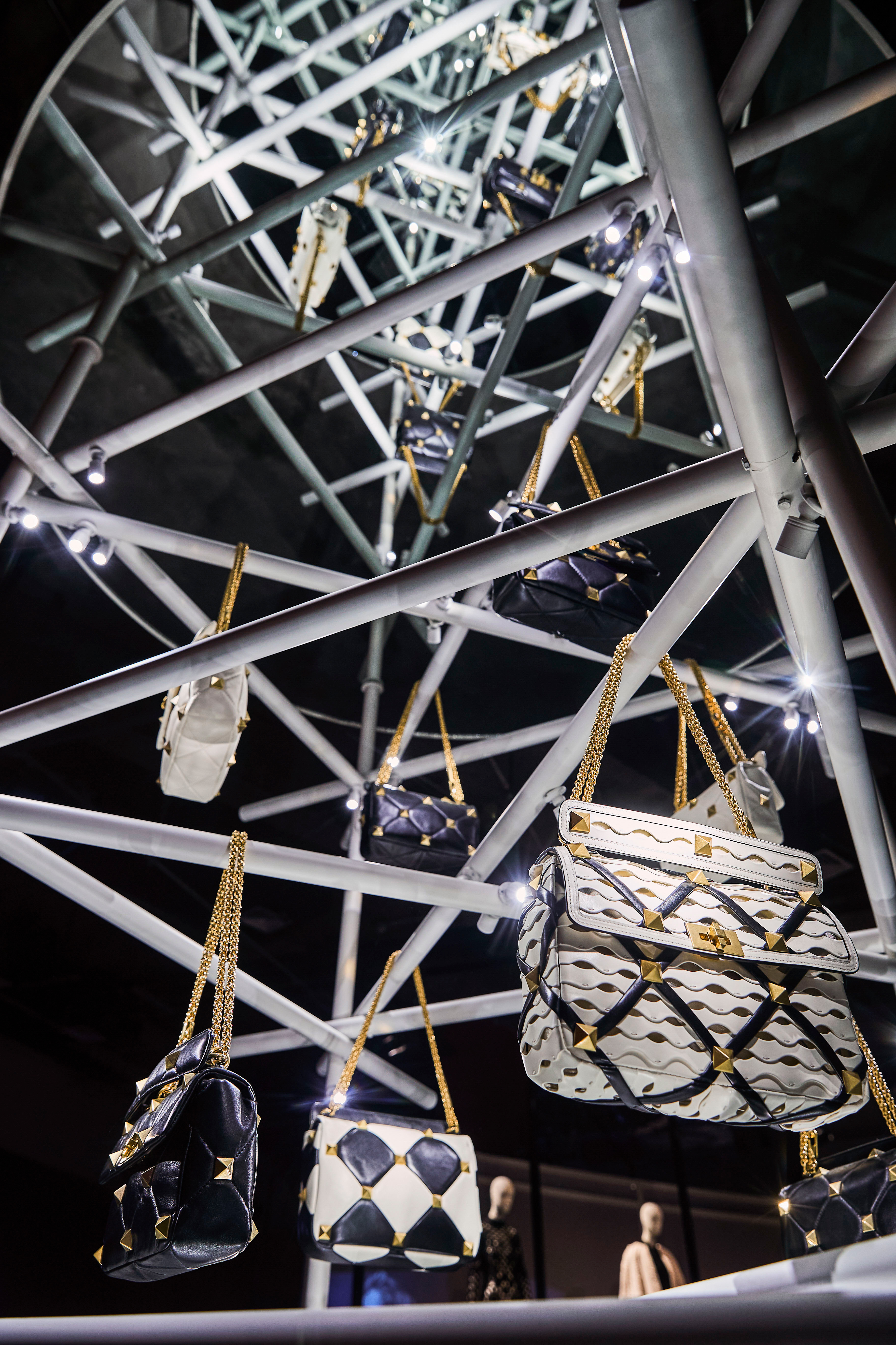 Bags hanging at exhibition