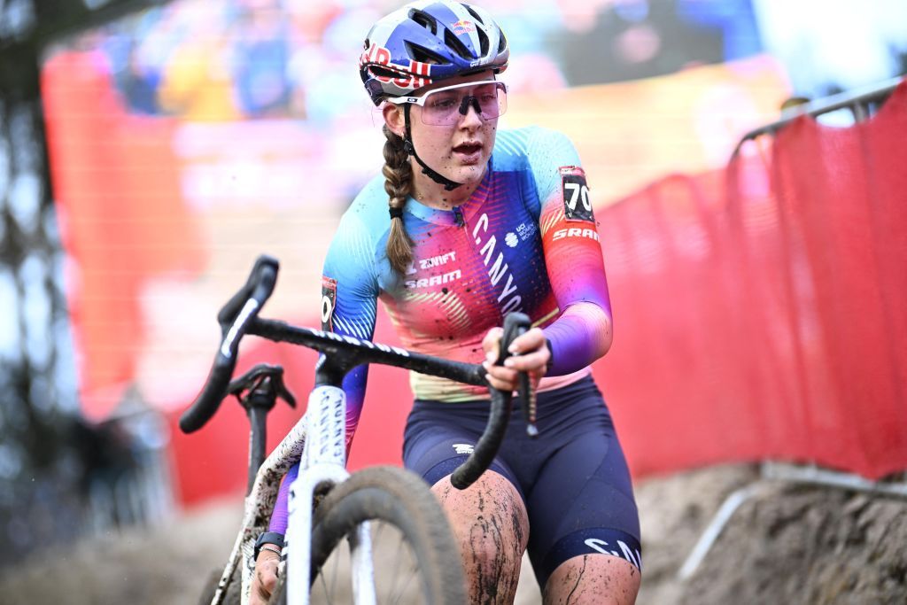 British Zoe Backstedt pictured in action during the women's elite race at the World Cup cyclocross cycling event in Zonhoven on Sunday 22 December 2024, stage 6 (out of 12) of the UCI World Cup competition.
BELGA PHOTO JASPER JACOBS (Photo by JASPER JACOBS / BELGA MAG / Belga via AFP)