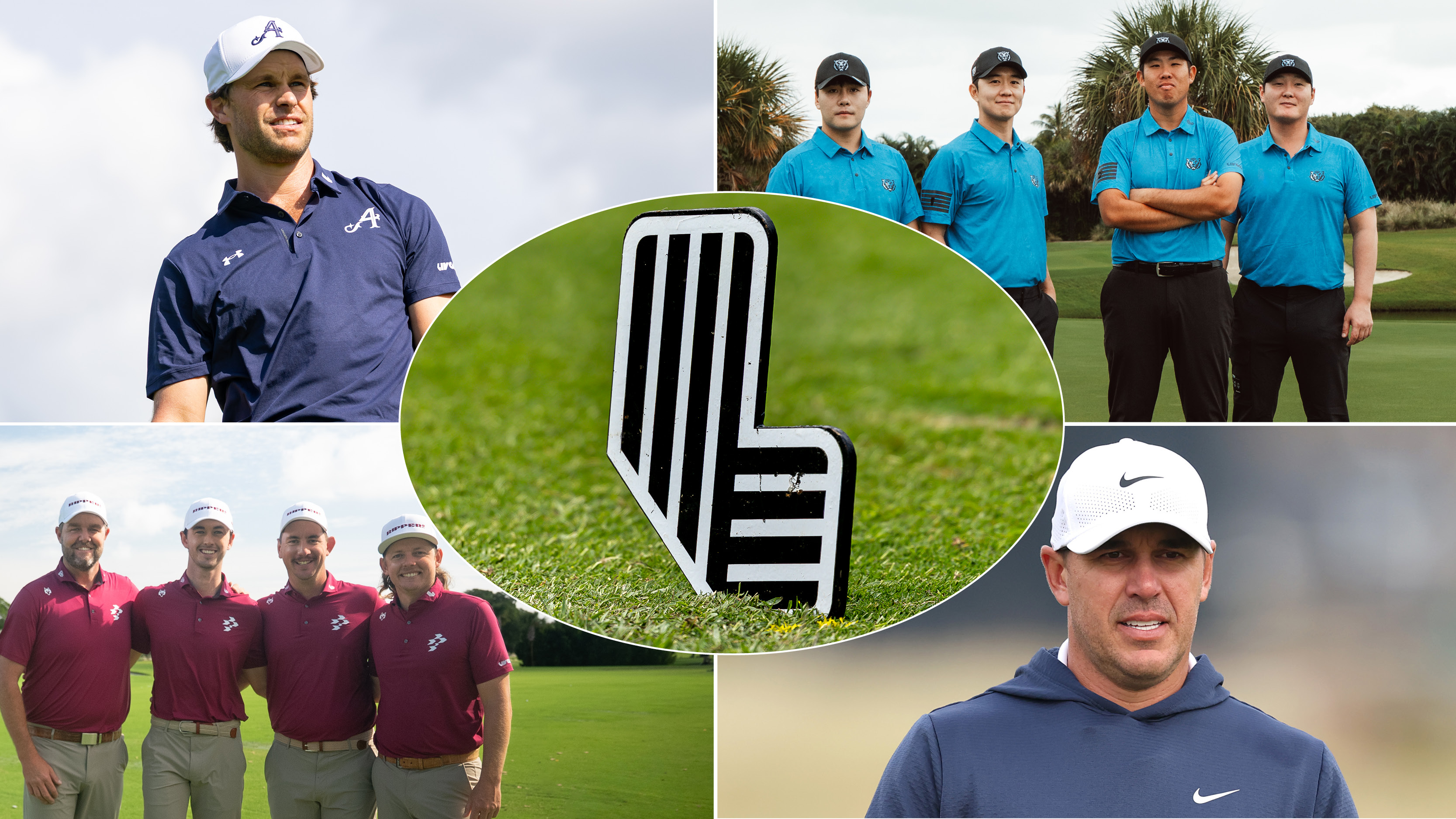 Thomas Detry, the Korean GC team, the Ripper GC team, Brooks Koepka and a LIV Golf logo centered