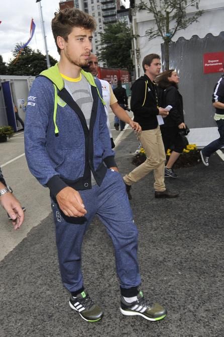 Peter Sagan (Cannondale) heads to the pre-Tour de France press conference