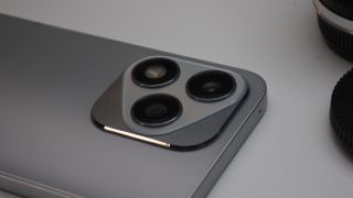 A silver Honor 400 Lite camera phone