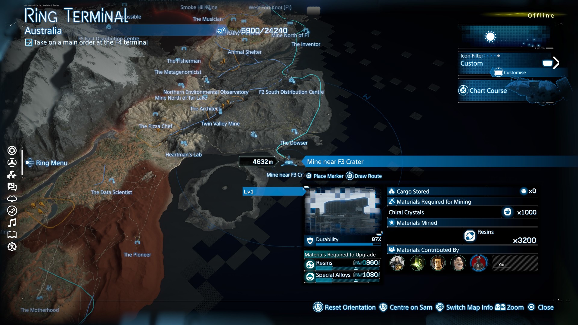 Location of the Death Stranding 2 Mine near F3 Crater