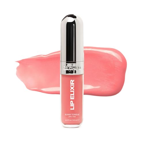 Sacheu Lip Elixir Nourishing and Hydrating Lipgloss &amp;mdash; Moisturizing Plumping Lip Gloss Enriched With Collagen, Non-Sticky Lip Color Smooth High-Shine Finish, Vegan &amp;amp; Cruelty-Free, Bunny Tongue (pink)