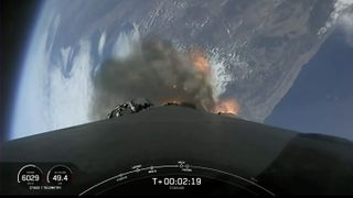 view of Earth from high above the planet, captured by a camera on a spacex falcon 9 rocket