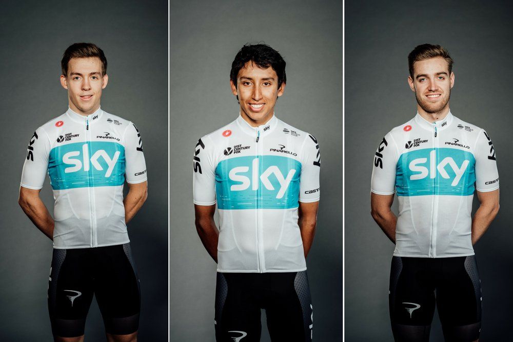 Team Sky's new recruits: Kristoffer Halvorsen, Egan Bernal, and Chris Lawless