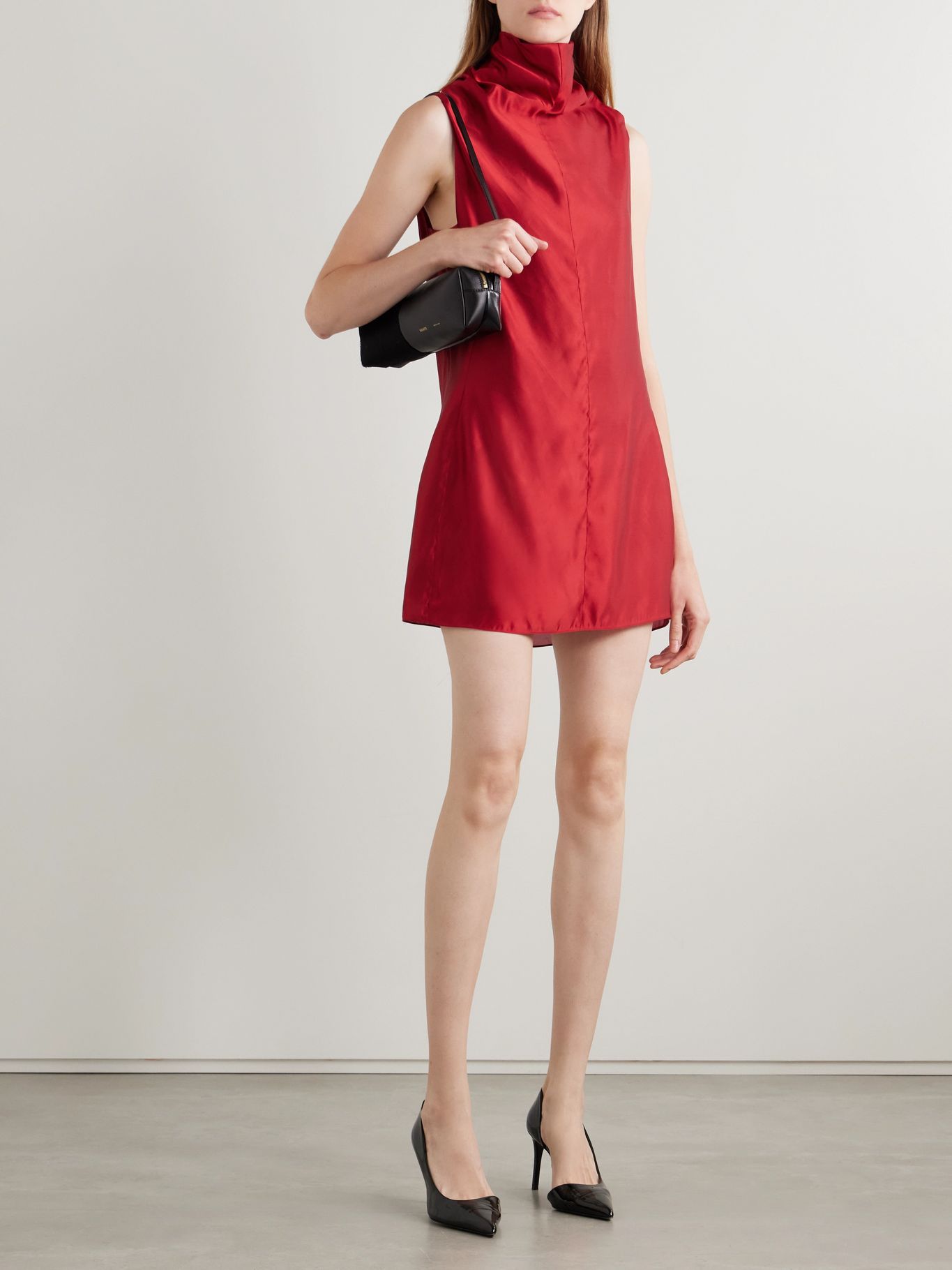 khaite Daria satin-crepe turtleneck mini dress
