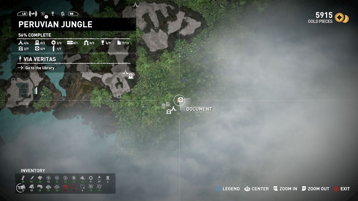 Peruvian Jungle relic, mural, and document locations Complete Shadow