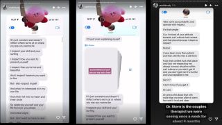 Three screenshots of texts Sarah Brady had with Jonah Hill.