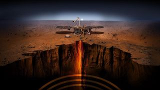 An artist's impression of the InSight lander