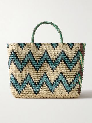 Canasta Striped Straw Tote