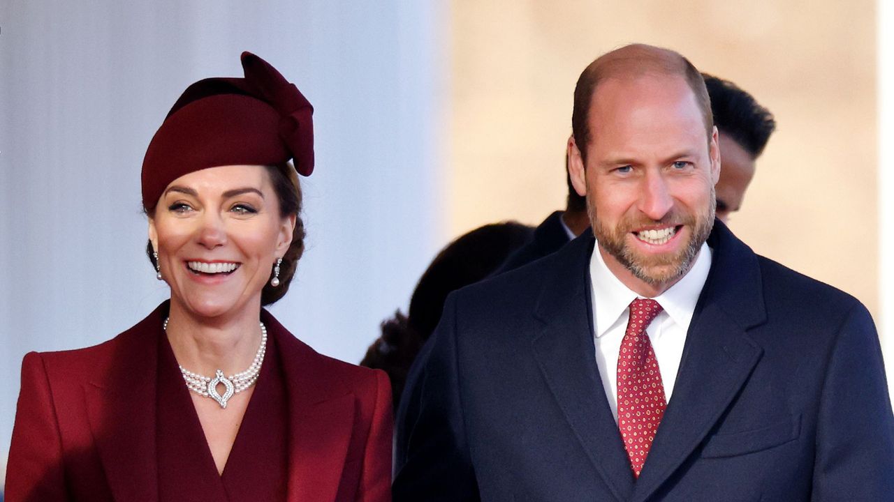 The Prince and Princess of Wales attend the ceremonial welcome for the Amir of the state of Qatar