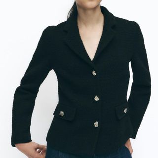 Zara Textured Black Blazer