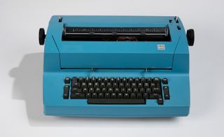 Blue type writer