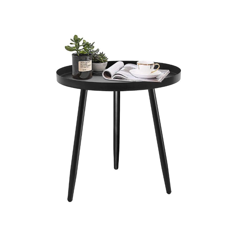 small black metal side table