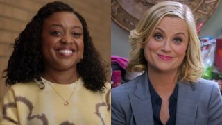 Quinta Brunson in Abbott Elementary, left and Amy Poehler in Parks and Rec, right.