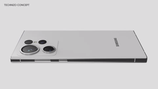 A render of the Galaxy S24 Ultra from the back in white