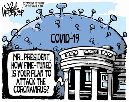 Political Cartoon U.S. no plan White House Trump coronavirus