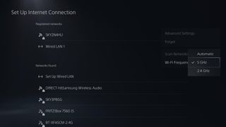 A screenshot of hte PS5's network settings menu page