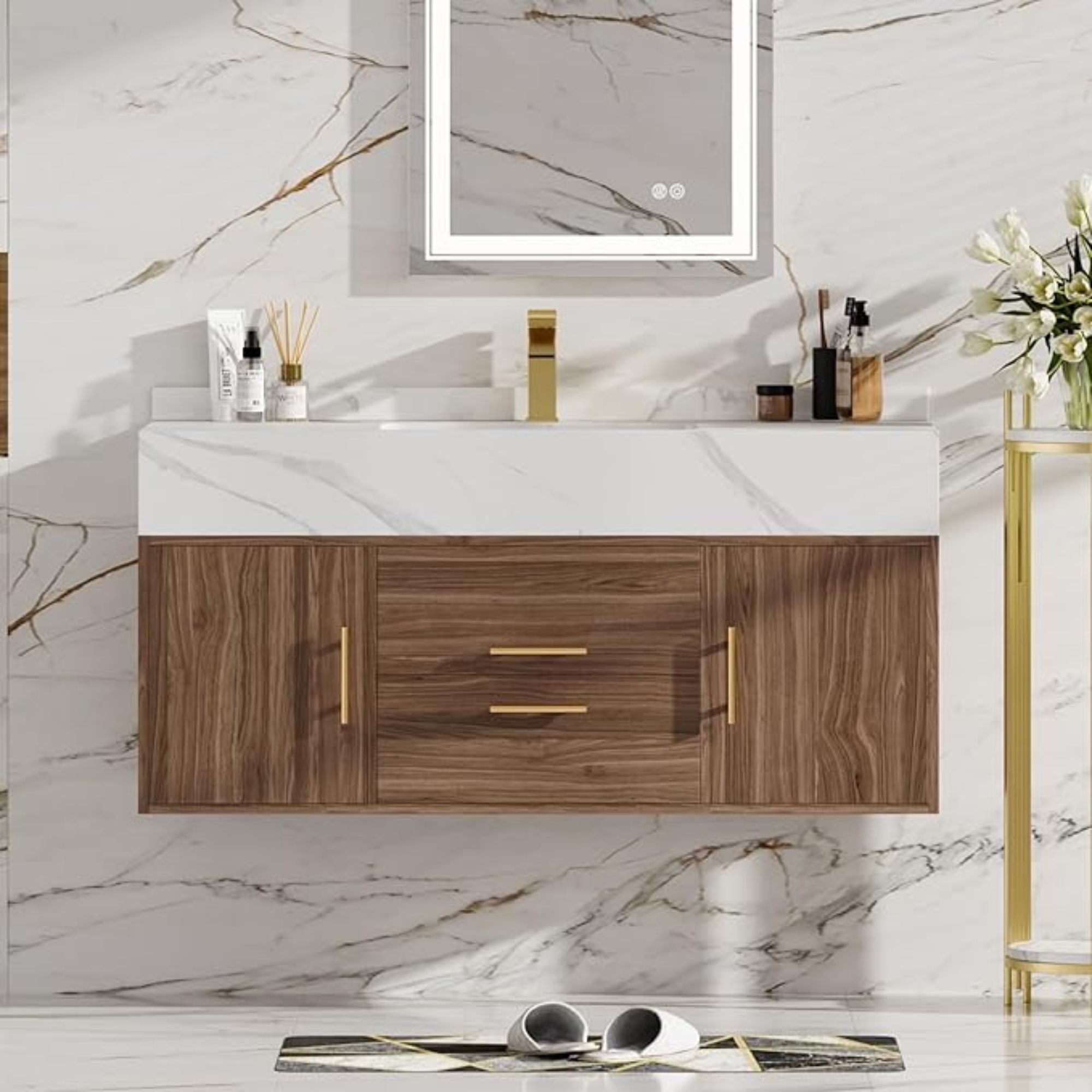 Floating Vanity with Sintered Stone Countertop