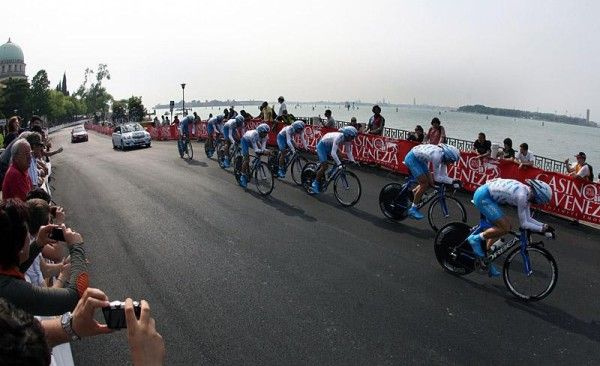 Xacobeo Galicia in action during the opening team time trial.