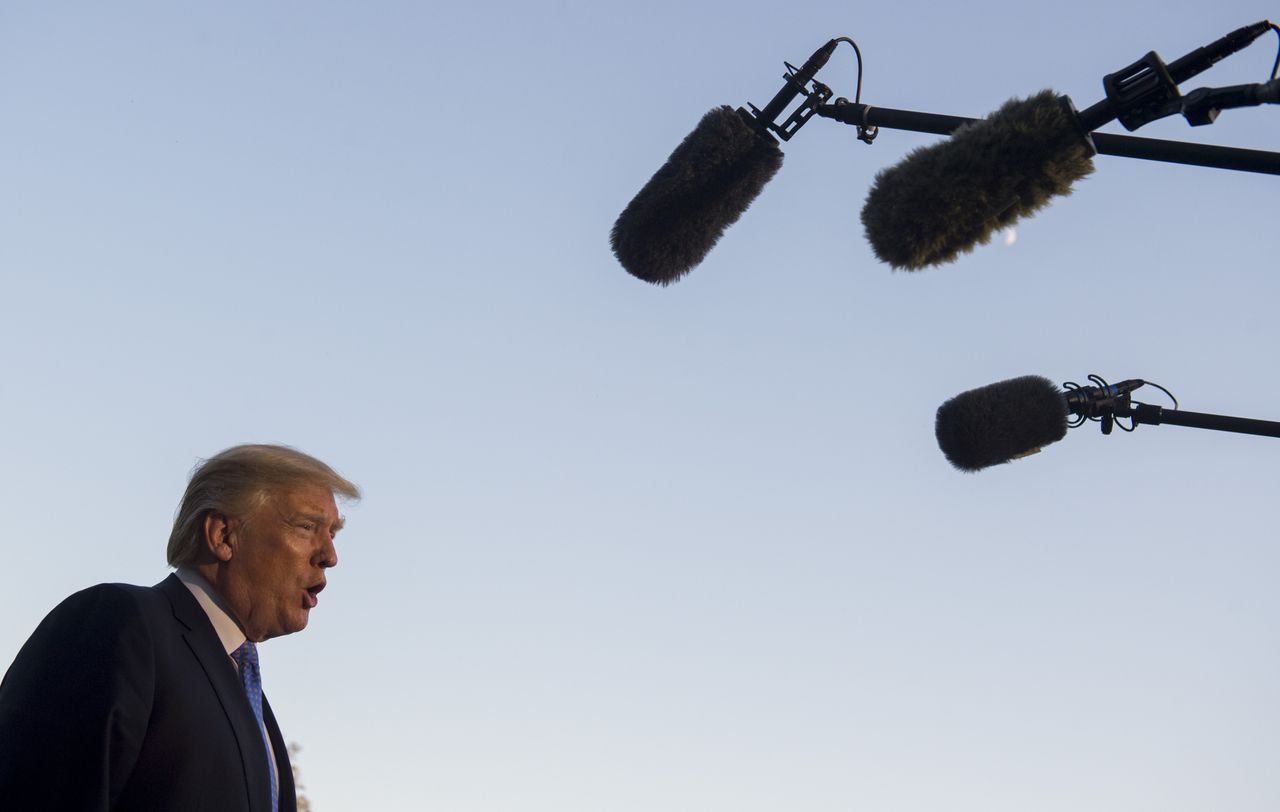 President Trump speaks to the press at the White House