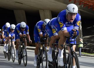 Quick-Step Floors en route to winning the 2018 team time trial world championship