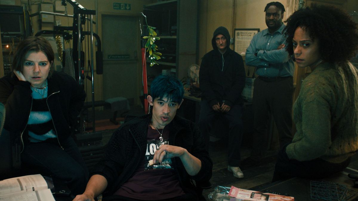 Aimee-Ffion Edwards, Christopher Chung, Tom Brooke, Kadiff Kirwan and Rosalind Eleazar in Slow Horses