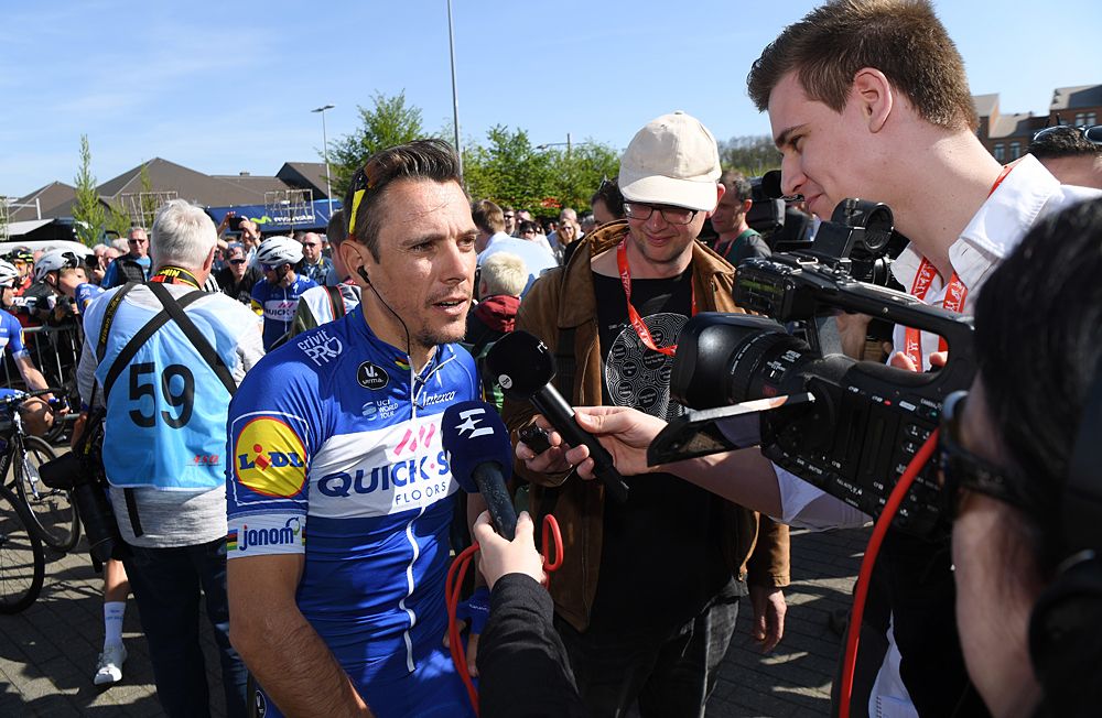 Philippe Gilbert speaks to the press ahead of Fleche Wallonne 2018