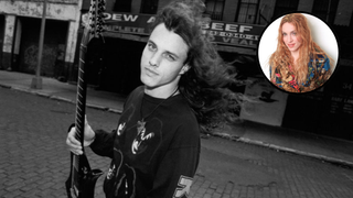 Death's Chuck Schuldiner with an inset of Madonna