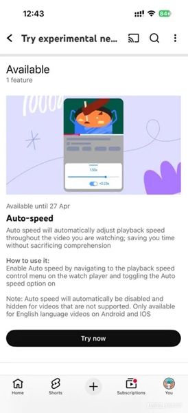YouTube is reportedly running a Premium test for "auto-speed," which automatically alters the playback speed of videos to save users time.