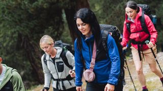 Three women hiking