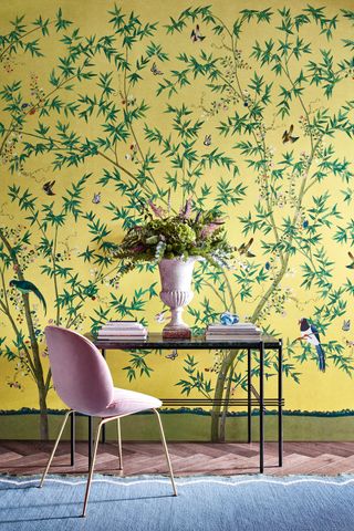 Little Greene's Belton Scenic wallpaper takes inspiration from an original chinoiserie design