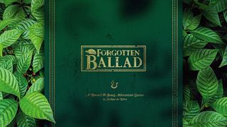 The hardcover Forgotten Ballad book against a backdrop of green leaves
