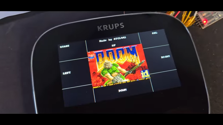 1993's Doom running via the touch screen of a smart cooking pot device.