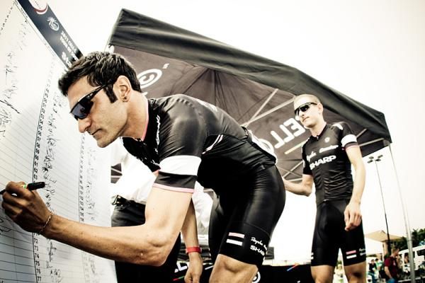 Team Rapha Condor Sharp signs in.