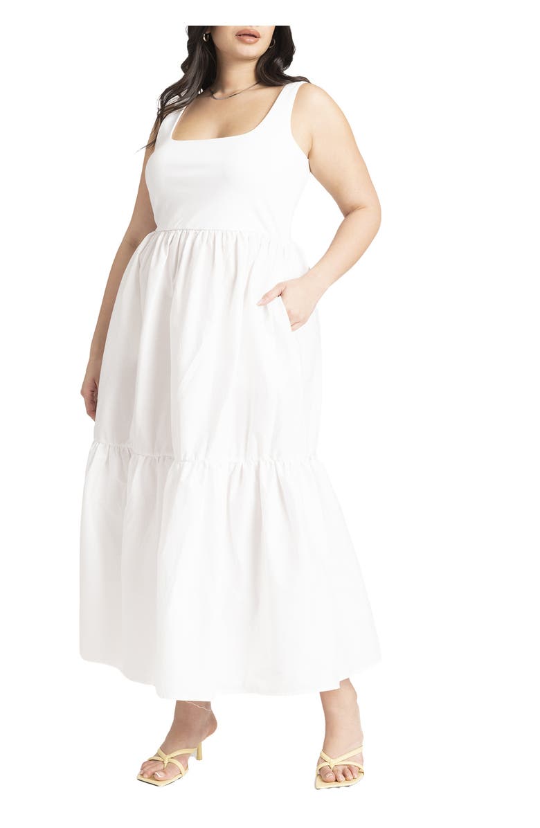 Mixed Fabric Tank Dress