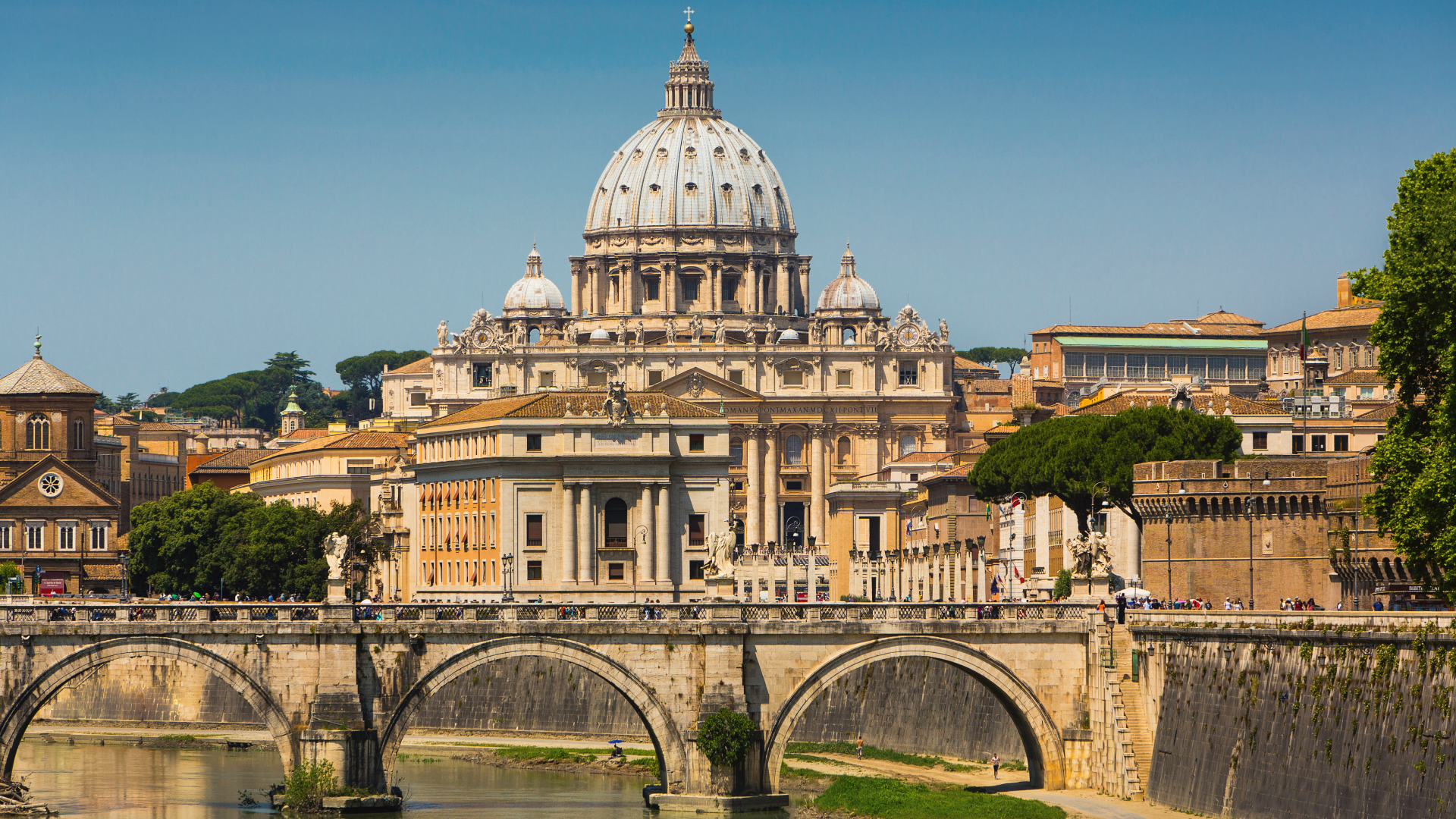 Vatican with the Tiber River and St. Peter's Basilica, Rome, Italy