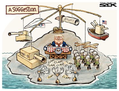 Political cartoon U.S. Trump military parade