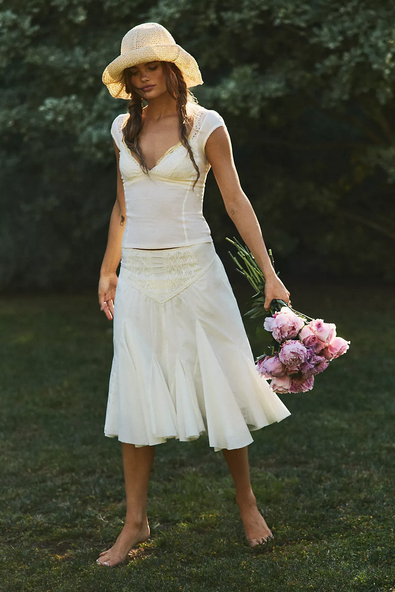 Fp One Frida Godet Midi Skirt