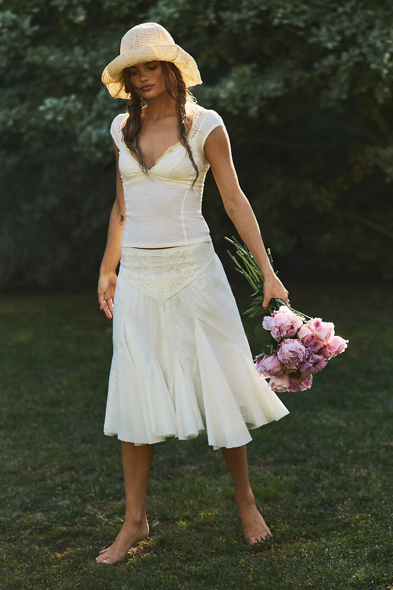 Fp One Frida Godet Midi Skirt