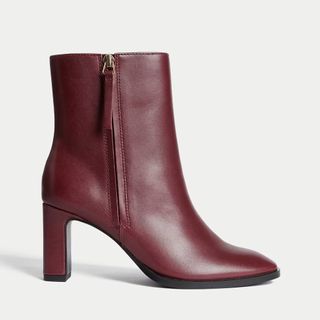 M&S Leather Block Heel Boots